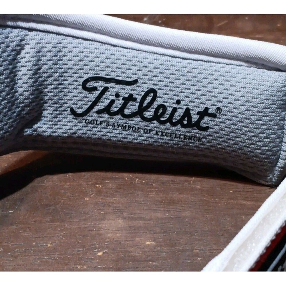 Titleist Pro V1 FootJoy FJ Adjustable Embroidered Logo Visor Gray Red Golf - Picture 2 of 4